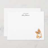 Cute Waterverf Corgi Dog Flat - Hartelijk dank Bedankkaart (Voorkant / Achterkant)