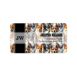 Cute Waterverf Corgi Dog Pattern Etiket