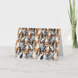 Cute Waterverf Corgi Dog Pattern Kaart