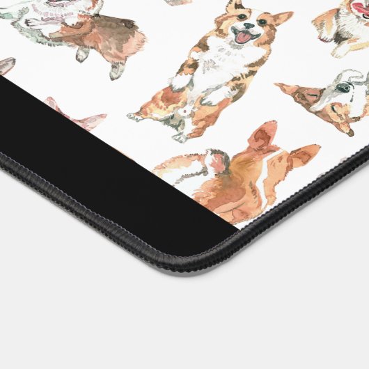 Cute Waterverf Corgi Dog Pattern Monogram Bureaumat (Hoek)