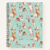 Cute Waterverf Corgi Dog Pattern Monogram Notitieboek (Voorkant)