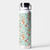 Cute Waterverf Corgi Dog Pattern Monogram Waterfles (Achterkant)