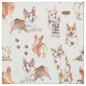 Cute Waterverf Corgi Dog Pattern Stof (Swatch)