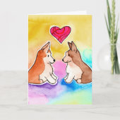 Cute Waterverf Corgis "Sending Love" Kaart (Voorkant)