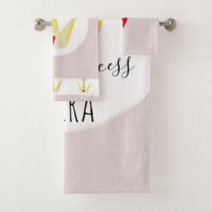 Cute Waterverf Crown Baby Girl Prinses met naam Bad Handdoek