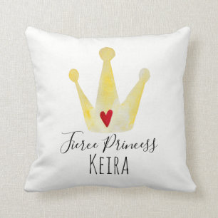 Cute Waterverf Crown Baby Girl Prinses met naam Kussen