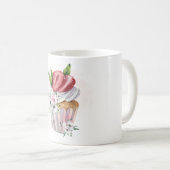 Cute waterverf cupcake, aardbei, bloemen koffiemok (Voorkant rechts)