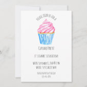 Cute waterverf cupcake roze icingverjaardag kaart (Voorkant)