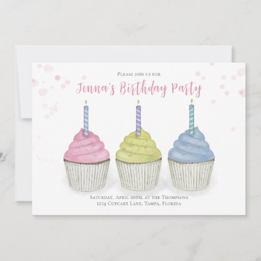 Cute Waterverf Cupcakes QR Code Social Media Kaart (Voorkant)