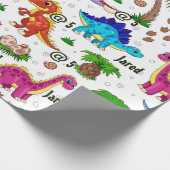 Cute Waterverf Custom Birthday Pattern Dinosaur Cadeaupapier (Hoek)
