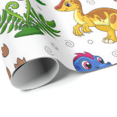 Cute Waterverf Custom Birthday Pattern Dinosaur Cadeaupapier (Rol Hoek)