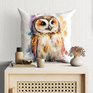 Cute Waterverf Cute Owl Woodland Kussen