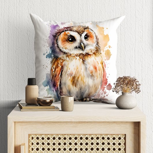 Cute Waterverf Cute Owl Woodland Kussen