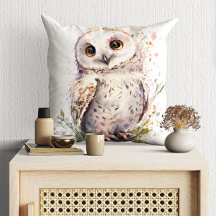 Cute Waterverf Cute Owl Woodland Kussen
