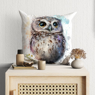 Cute Waterverf Cute Owl Woodland Kussen