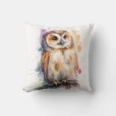 Cute Waterverf Cute Owl Woodland Kussen (Voorkant)