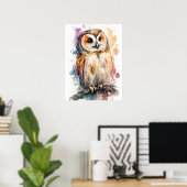 Cute Waterverf Cute Owl Woodland Nursery Poster (Thuiskantoor)