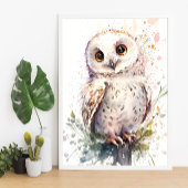 Cute Waterverf Cute Owl Woodland Nursery Poster