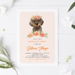 Cute Waterverf Dachshund Floral Kids Birthday Kaart<br><div class="desc">Cute Waterverf Dachshund Peach Floral Kids Birthday Party Invitation | Nodig familie en vrienden uit voor de verjaardag van uw kinderen met deze aanpasbare plechtige uitnodiging. Het bevat waterverf afbeeldingen van een Dachshund- en perzikbloem. Dit zal ook de perfecte uitnodiging zijn voor verjaardagen bij honden.</div>