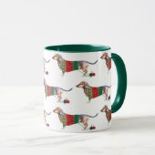Cute waterverf dachshund in kerstjumper mok (Voorkant rechts)
