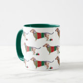 Cute waterverf dachshund in kerstjumper mok (Voorkant links)
