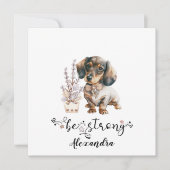 Cute Waterverf dachshund is een sterke kalligrafie Kaart (Voorkant)