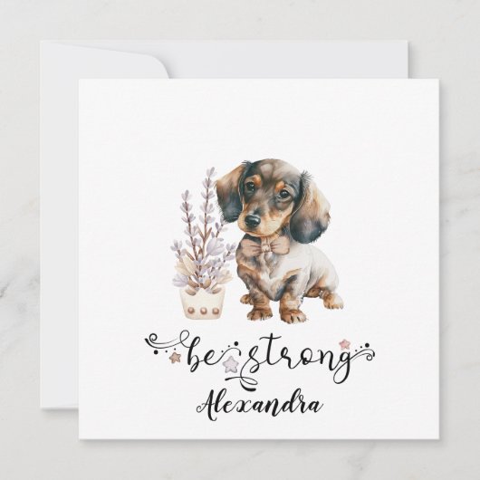 Cute Waterverf dachshund is een sterke kalligrafie Kaart (Voorkant)