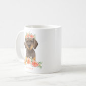 Cute Waterverf Dachshund Peach Floral Koffiemok (Voorkant links)