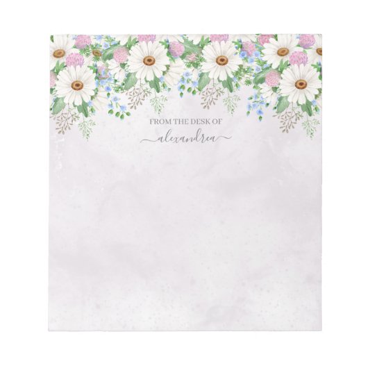 Cute Waterverf Daisy Floral botanische kalligrafie Notitieblok (Voorkant)
