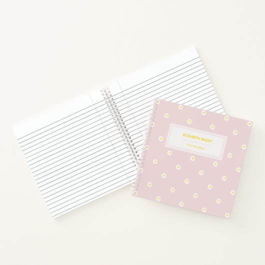 Cute Waterverf Daisy Pattern Roze Spiral Notebook Notitieboek (Binnen)