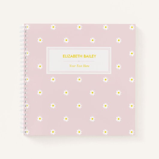 Cute Waterverf Daisy Pattern Roze Spiral Notebook Notitieboek (Voorkant)