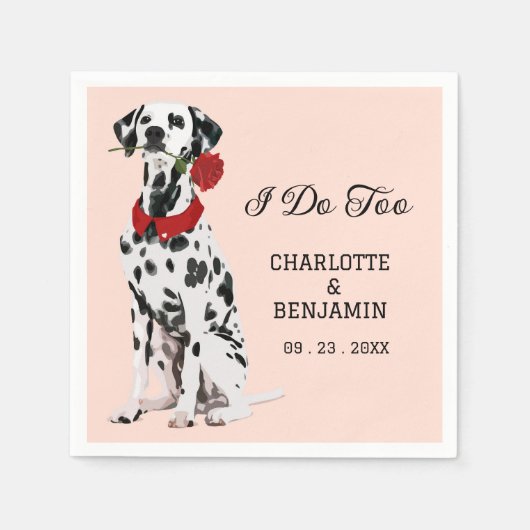 Cute Waterverf Dalmatian Dog Wedding Servet (Voorkant)