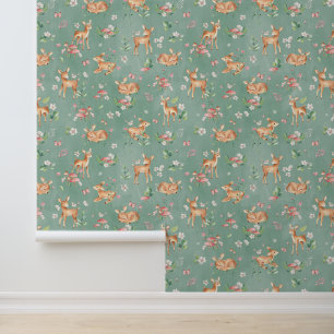 Cute Waterverf Deer Patroon Behang