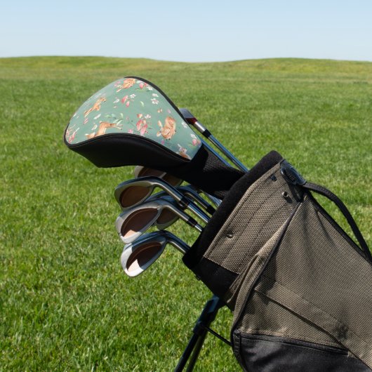 Cute Waterverf Deer Patroon Golfheadcover (Insitu)