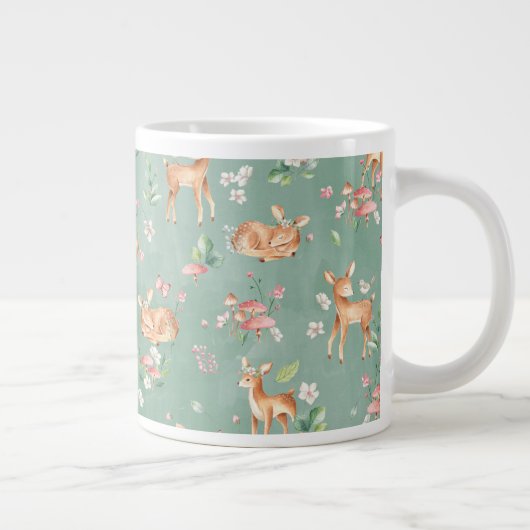 Cute Waterverf Deer Patroon Grote Koffiekop (Rechts)