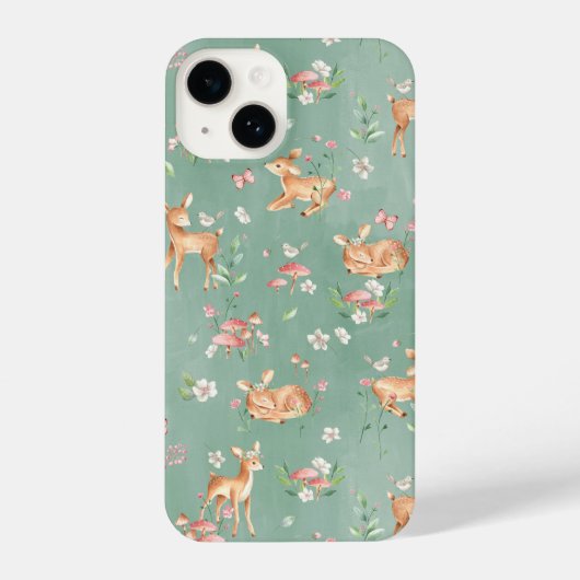 Cute Waterverf Deer Patroon iPhone Hoesje (Achterkant)
