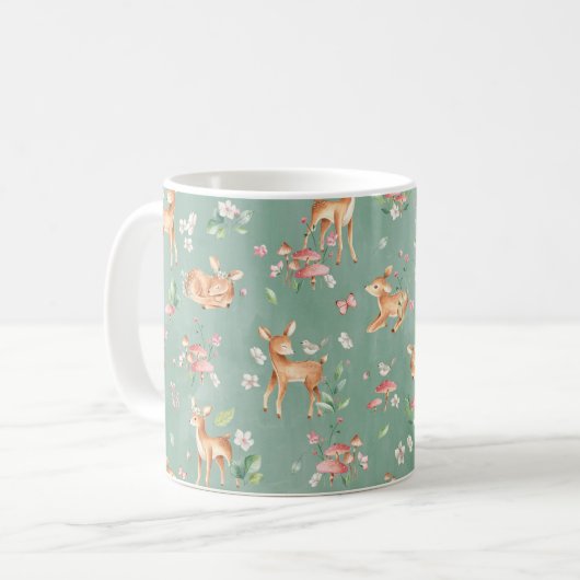 Cute Waterverf Deer Patroon Koffiemok (Voorkant links)