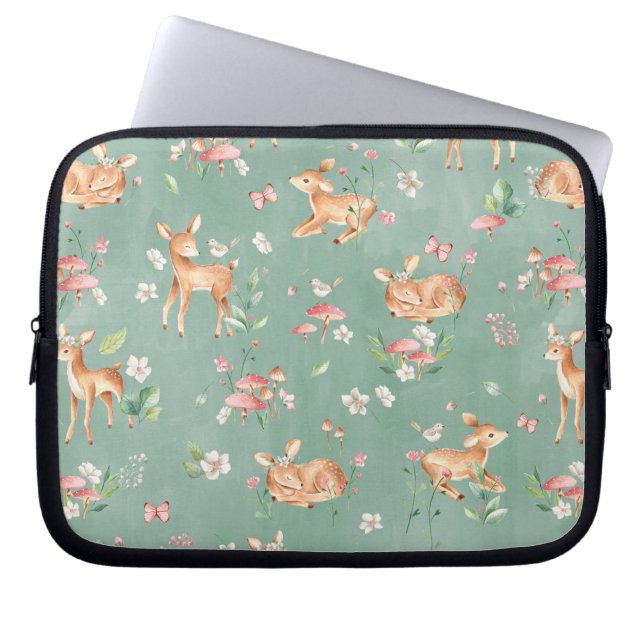 Cute Waterverf Deer Patroon Laptop Sleeve (Voorkant)