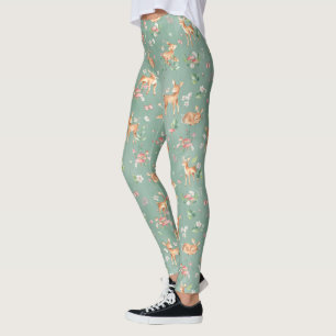 Cute Waterverf Deer Patroon Leggings