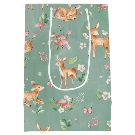 Cute Waterverf Deer Patroon Medium Cadeauzakje (Achterkant)