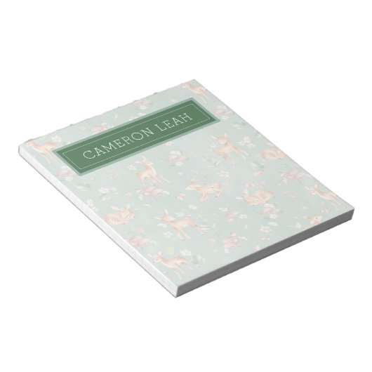 Cute Waterverf Deer Patroon Notitieblok (Schuin)