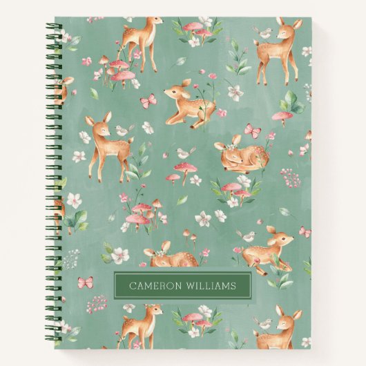 Cute Waterverf Deer Patroon Notitieboek (Voorkant)