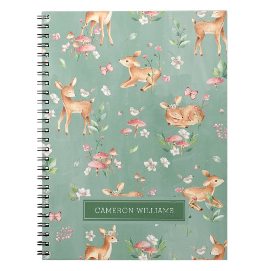 Cute Waterverf Deer Patroon Notitieboek (Voorkant)