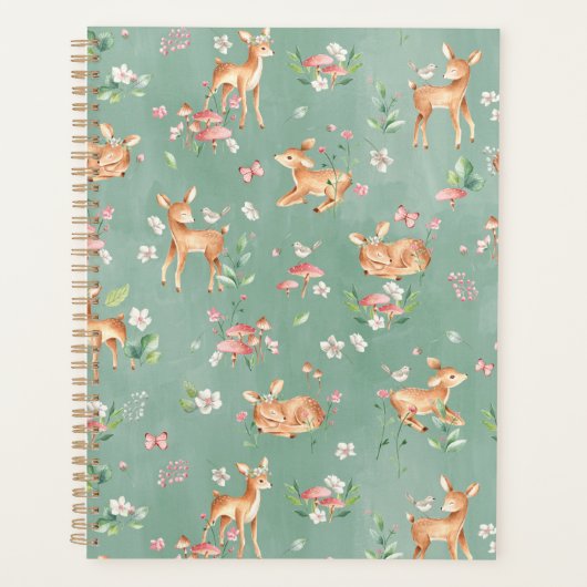Cute Waterverf Deer Patroon Planner (Voorkant)