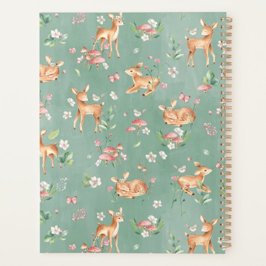 Cute Waterverf Deer Patroon Planner (Achterkant)