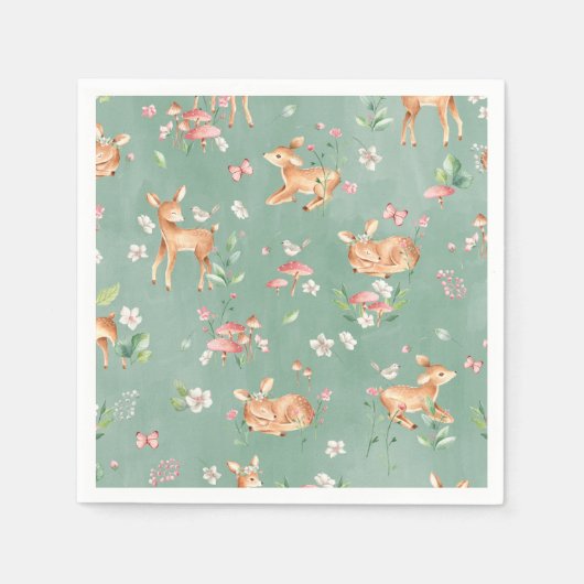 Cute Waterverf Deer Patroon Servet (Voorkant)