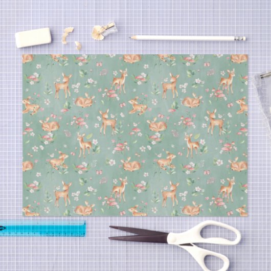 Cute Waterverf Deer Patroon Tissuepapier (Craft)