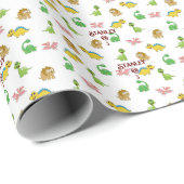 Cute Waterverf Dinosaur Animal Pattern Birthday Cadeaupapier (Rol Hoek)