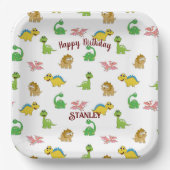 Cute Waterverf Dinosaur Animal Pattern Birthday Papieren Bordje (Voorkant)