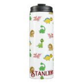 Cute Waterverf Dinosaur Animal Pattern Thermosbeker (Voorkant)